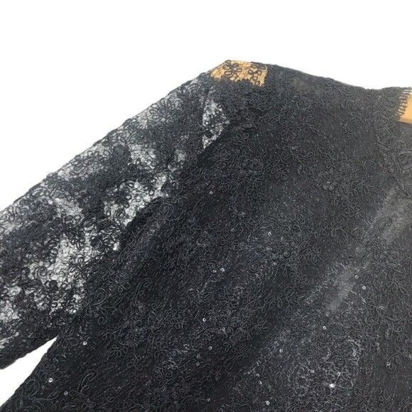 ZARA Mesh Embroidered Sequin Lace Top Black Size Medium - Picture 6 of 10